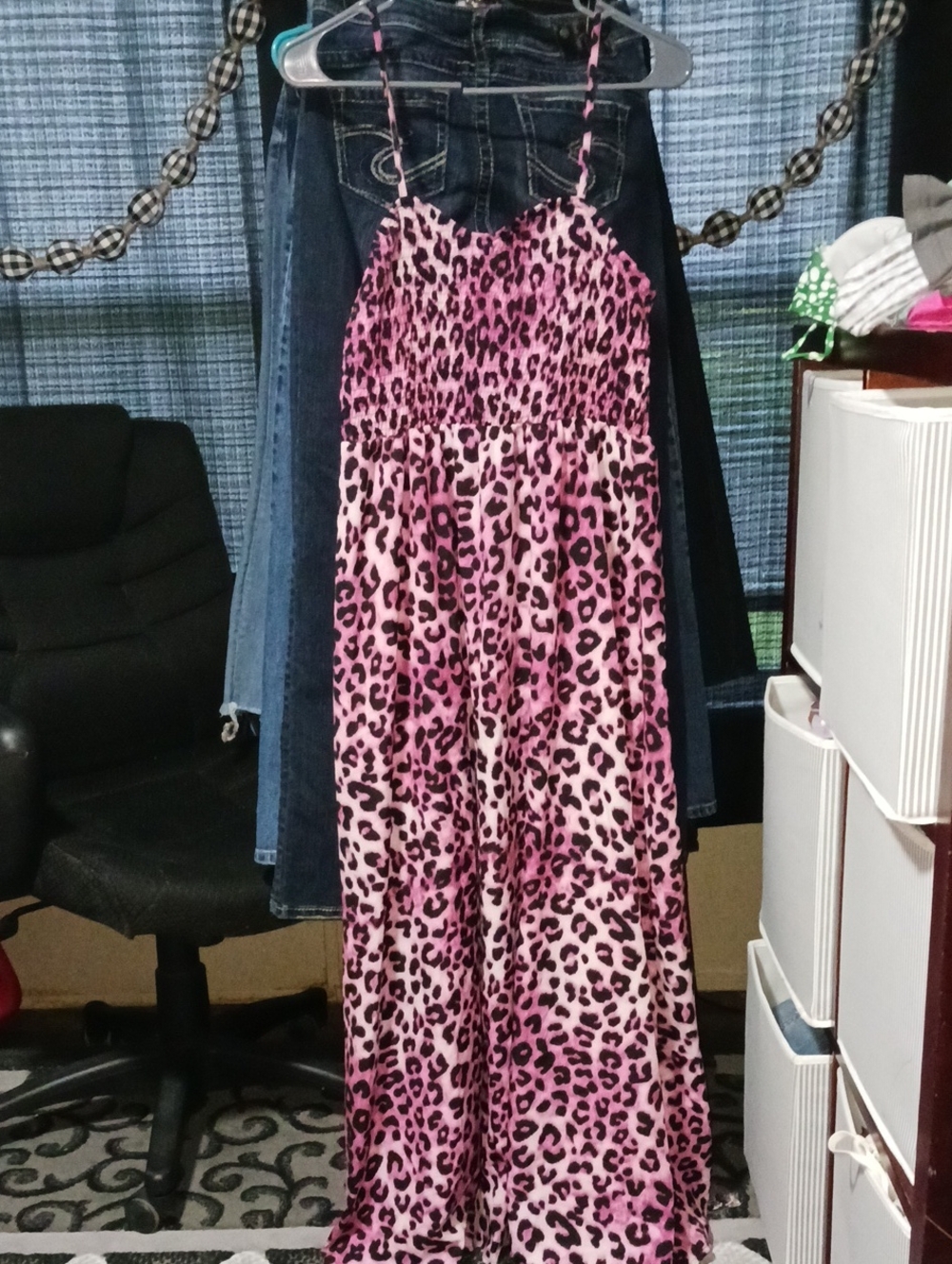 Women’s Pink Leopard Print Spaghetti-Strap Dress